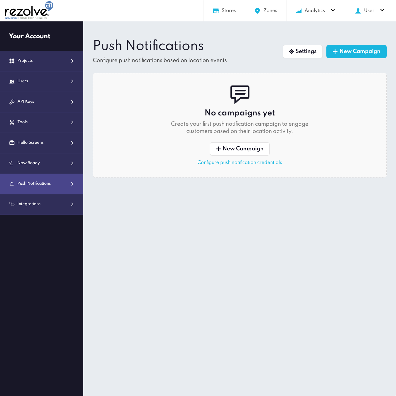 Canvas - Push Notifications campaign list